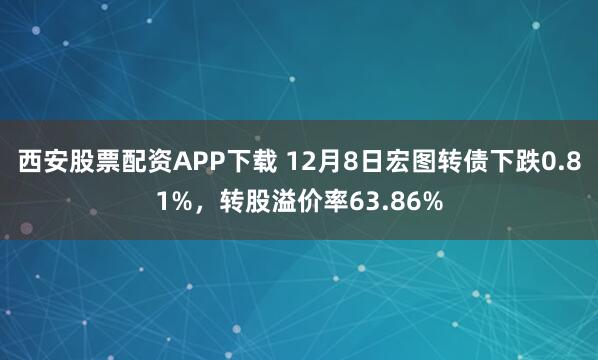 西安股票配资APP下载 12月8日宏图转债下跌0.81%,转股溢价率63.86%